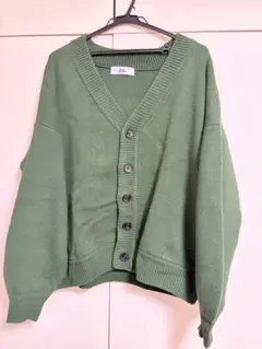 LOOSE ボリュームスリーブオーバーニットカーディガンMサイズグリーン