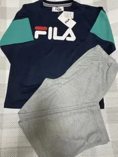 FILA 長袖パジャマセット ネイビー/グリーン