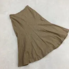 KEITH フレアスカート ウール混 ミディア ム丈ベージュ38サイズ