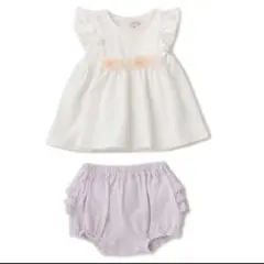 お花モチーフつきチュニック×ブルマセットアップ　80