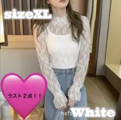 766 シースルー ハイネック 花柄 総レース ブラウス レディース 韓国