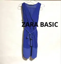 ZARA BASIC ロイヤルブルーとろみノースリーブワンピースのサムネイル