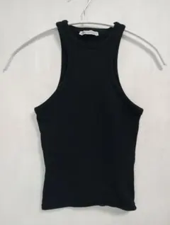 タイトル ZARA リブホルターネックタンクトップ ブラック Sサイズのサムネイル