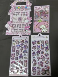 マイメロディーシールシール4枚セット・ぷくぷくシールもあります