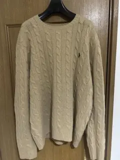 【美品】ラルフローレン　ケーブルニット　カシミヤ10%混合　セーター ベージュ