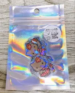サンリオ　日焼けキティ　フレークシール オーロラ ホログラム クリア