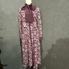 タグ付き　グレースコンチネンタル配色レースボウタイワンピース