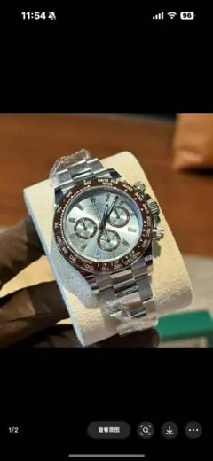 rolex 自動巻きクロノグラフ時計 シルバー/ブラウン