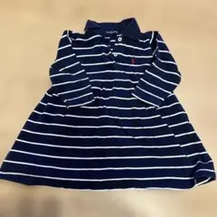 Ralph Lauren ネイビーとホワイトストライプ ワンピース　80 長袖