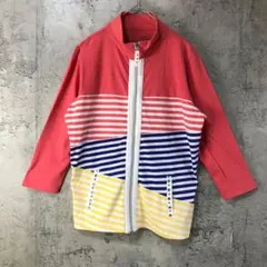 Z59古着　トレーナー　スウェット　フルジップ　ピンク　青　黄　白