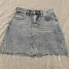 デニム フリンジヘム ミニスカート