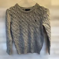 POLO グレー ケーブルニットセーター　130cm