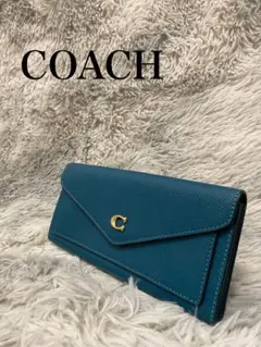COACH 長財布 ブルー ウィンソフトウォレット レザー フラップのサムネイル