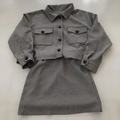 チェック柄 ベルト付きスカートセットアップ