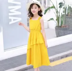 【美品】ワンピース 黄色 ノースリーブ