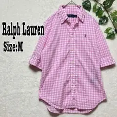 【美品】ラルフローレン チェック柄 半袖シャツ ボタンダウンシャツ ポニー刺繍