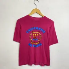 80s Sorbonne パリ大学 カレッジロゴTシャツ ピンク vintageのサムネイル