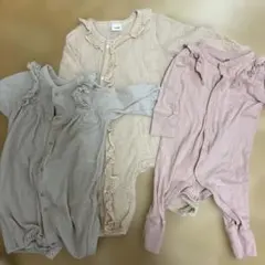 H&M フリル付きロンパース くすみ系