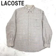 A7594 ラコステ 長袖シャツ 綿 チェック ボタンダウン ベージュ ４