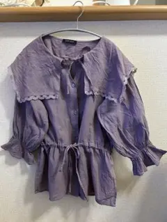 パープル フリル襟 シャツ