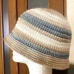 クラッシャーハット　バケットハット ベージュ系グラデーション　y2k