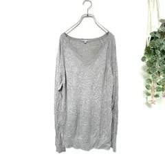 【カシミヤ混】UNIQLO ユニクロ Vネックニット セーター グレー Mサイズ