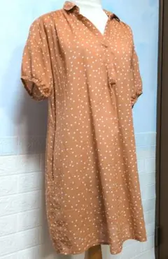 ショコラフィネローブ ドット柄 半袖チュニックワンピース Mサイズ 綿100%