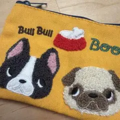★カプセルトイ★Bull Bull Boo! 犬刺繍ポーチ
