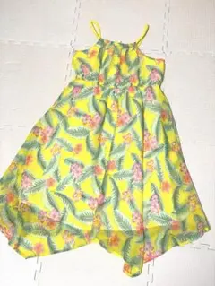 H&M キッズ　マキシワンピース イエローフラワープリント