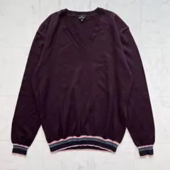 PS Paul Smith Vネックニット セーター ボルドー リブライン Lのサムネイル