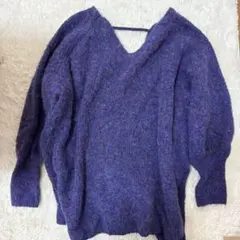 kastane メランジVあきニットプルオーバー　パープル