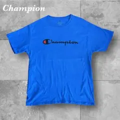 【王道ストリート】チャンピオン ロゴプリントTシャツ ブルー ゆるだぼ XL古着