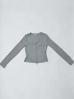 GU グレー長袖ジッパーカーディガン