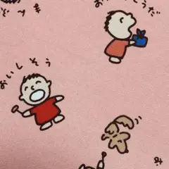 #3みんなのたあぼう総柄プリント生地サーモンピンク1988年みんなのたあ坊たあ坊