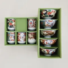 ★有田焼 彩窯 絵変わり 茶碗&湯呑み５客セット★のサムネイル