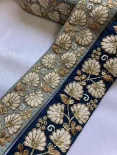 インド刺繍リボン 50cmカット 2本セット SALE インドリボン 刺繍