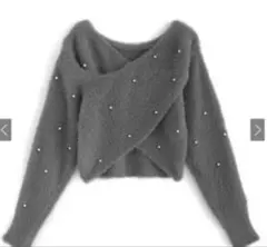 GRL パールカシュクールシャギーニットトップス【kz457】