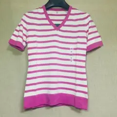 新品　UNIQLO ユニクロ　コットンVネック　ボーダーセーター