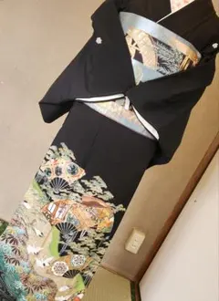 黒留袖 袋帯 セット風景柄 グレー袋帯のサムネイル