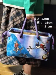 花柄刺繍入りかごバッグ