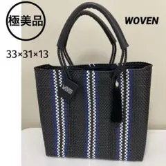 極美品★ WOVEN ウーブン メキシコ製 かごバッグ タッセルチャーム付き　黒