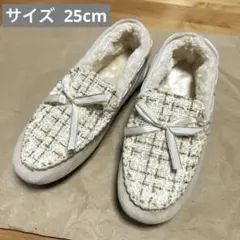 ファーモカシンシューズ パンプス ベージュ 24.5cm