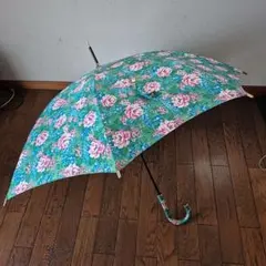 花柄 グリーン 長傘 雨傘　レディース　日本製