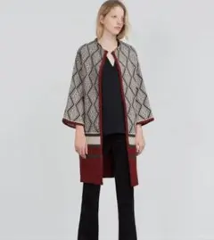 ZARAジャカードニットコートカーディガン　М　羽織り 幾何学模様