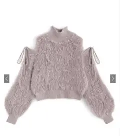 袖2Wayフェザーシャギーニットトップス[kz312]