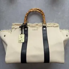 & chouette バンブーハンドル キャンバスバッグ