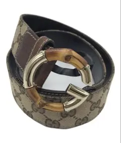 GUCCI バックルバンブーベルトキャメル　 GGキャンパス