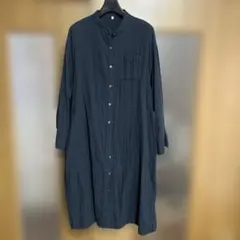 無印　紺フランネルシャツワンピース　M〜L