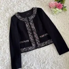 SS◆新品タグ付 エムプルミエ BLACK ツィードジャケット 黒 2025年最新】エムプルミエツイードジャケットの人気アイテム