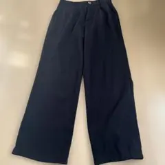 ダークグレー ワイドパンツ センタープレス